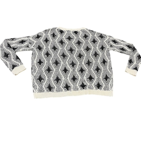 Ya Los Angeles Sparkle Sweater Medium White Black Sequins Cropped Boxy - Picture 3 of 8